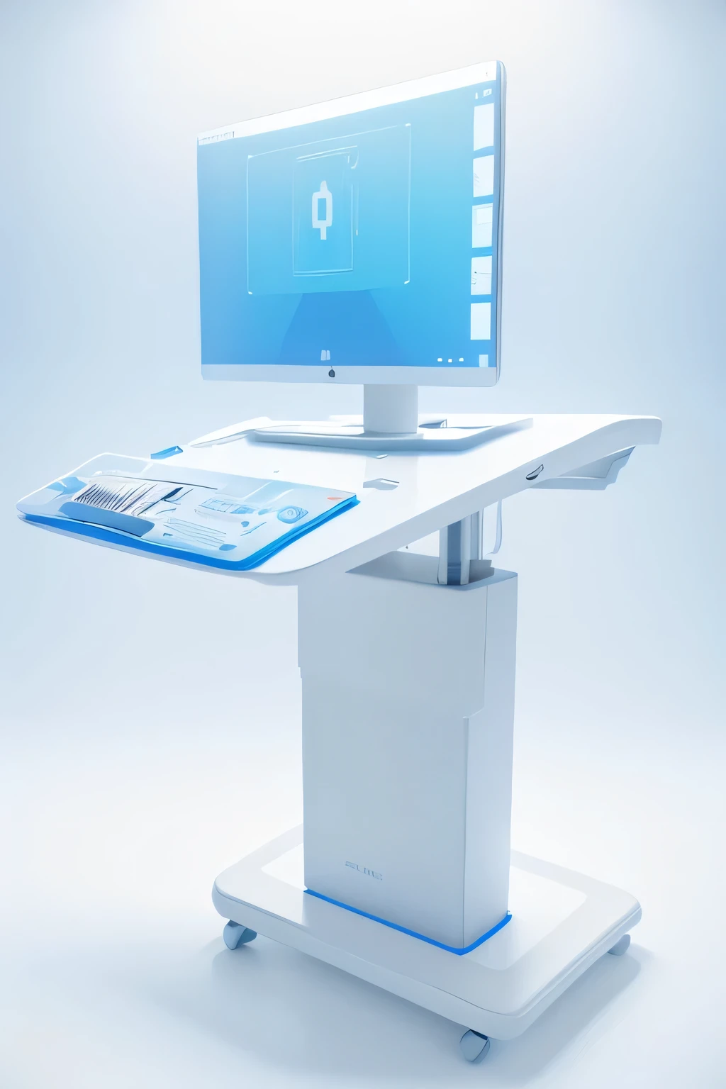 A file folder icon with no base, transparent material, blue and white, frosted glass, transparent technology sense, ui design, isometric, white background, studio lighting, bright color, 3d art, c4d, octane rendering, blender, ray tracing, pinterest, dribble, reduce details, 8k --iw 0.5
