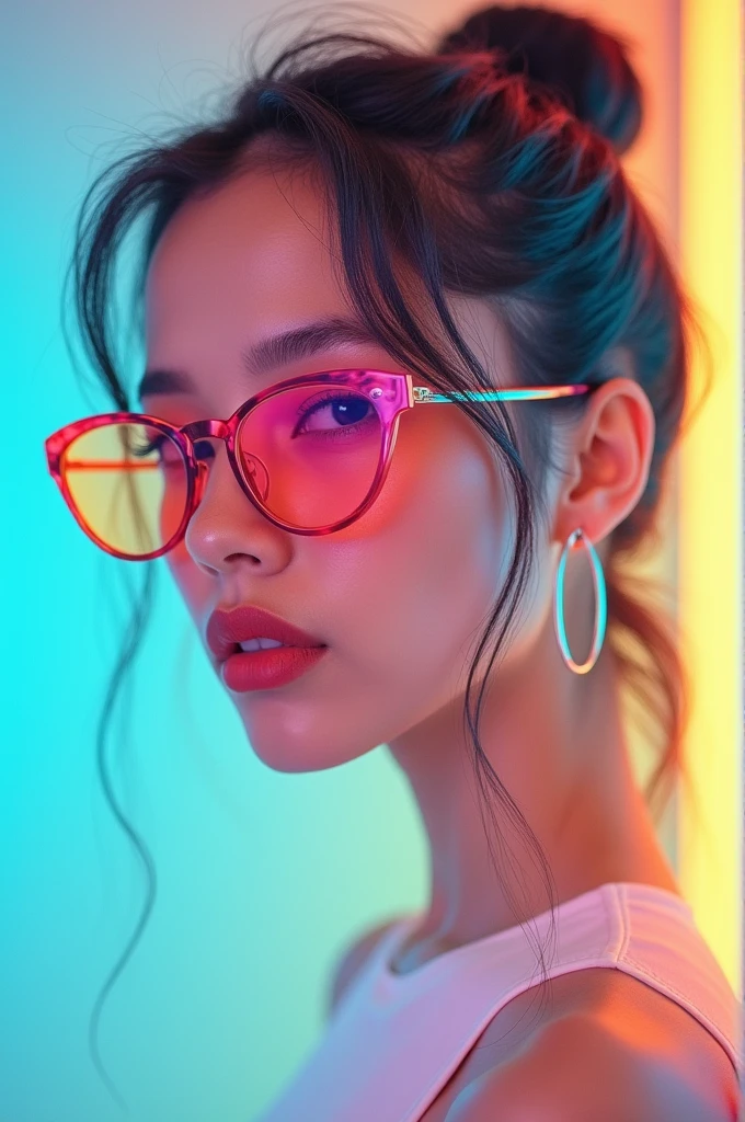 trendy portrait, bright colors, pop Mart production, delicate gloss, clean background, 8K gradient translucent glass melt, frosted glass, 