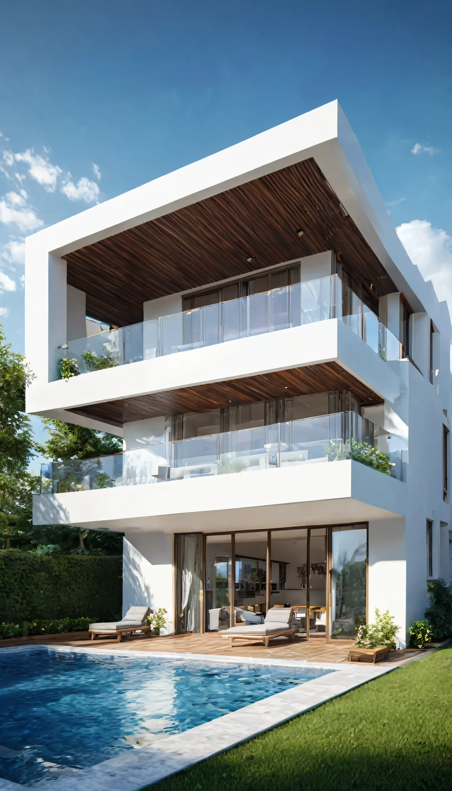 (masterpiece),best quality,8k,zsyixing,building,SDS_Particle_Flow,blue sky,white cloud,the sun is shining brightly,House exterior, Daytime, Realistic, (( Rendering vray )), Cloudy, morning, sunlight, Spring Light, detailed, Modern Style, Clear images, Glasses, Highly reflective,
RAW Photos, 8K Ultra HD, Digital SLR, Soft lighting, high quality, Film Grain, Fujifilm XT3 Many Windows and Many Trees々Modern house in Alafed with, Realistic architecture, Inter Dimension Villa, Professional Rendering, Accurate Architectural Rendering, Realistic rendering, overall architectural design, Rendered with Vray, archviz, semi - Realistic rendering, a photoRealistic renderinging, Highly rendered!!, Contemporary Home, Exterior design, Highly realistic 3D rendering, hyper-Realistic rendering