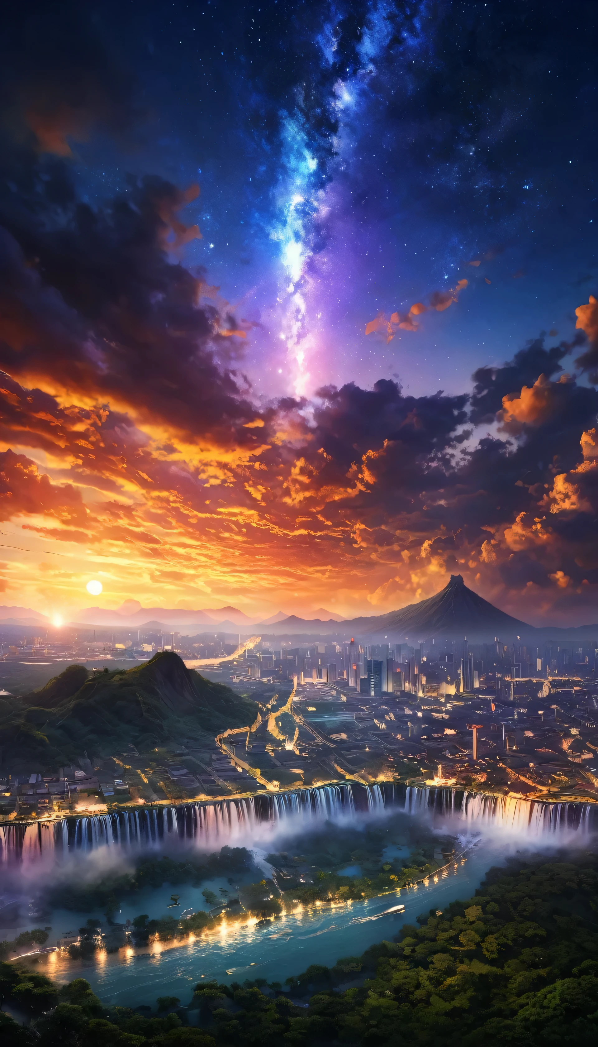 The color of the galaxy The starry sky of the galaxy々Clear nebula starry sky_sky sunset colorful sunrise panorama sunshine, Moon, Optics, Fantastic,It was dark,Raid,Safety,Panoramic View,Photo taken from a video game of a large populated city, an ancient city on fire, Invading forces background, Beautiful renderings of the Three Kingdoms period, War scenes, background: Battle Scenes, Invading forces background, Results of the Great War, Heroic Battle Scenes, Spectacular Battle Scenes, Win the Ultra_High-definition Ultra_Photorealistic and optimal ultra_High Quality OpenGL Shaders Ultra_High-precision reflective_High Resolution Perfect Volume Lightening Improved Octane_Rendered in UHD "Niagara Falls" Hearth Glass Mirror Monster Fire Blast Flame Saturation Luminescence Backlight Shadow Chef D' Tattoo Blues_Weber Sex Naked NSFW Wide Variety Multi Etc.. --s 1000 --c 20 --q 20 --chaos 100
