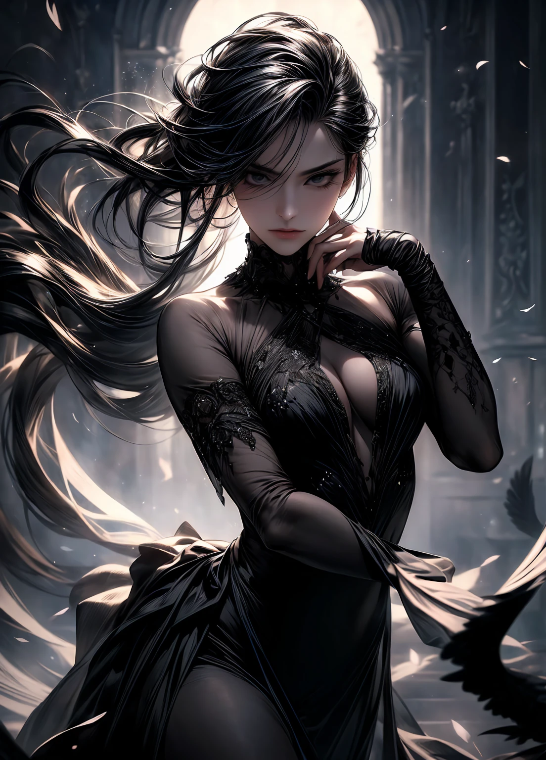 (best quality,4k,8k,highres,masterpiece:1.2),ultra-detailed,(realistic,photorealistic,photo-realistic:1.37),dark, mysterious, captivating, intense, emotional, breathtaking, powerful, Black Swan dance, hidden secrets, exquisite beauty, deep shadows, graceful movements, feathers flowing, delicate balance, enigmatic passion, flawless performance, mesmerizing artistry, hauntingly beautiful, dramatic contrast, dynamic lighting, ethereal atmosphere, evocative, enigmatic, enigma of perfection, intense focus, elegant presence, captivating intensity, mysterious allure, entrancing performance, dark elegance, alluring darkness, dynamic poses, emotional expression, fluid transitions.