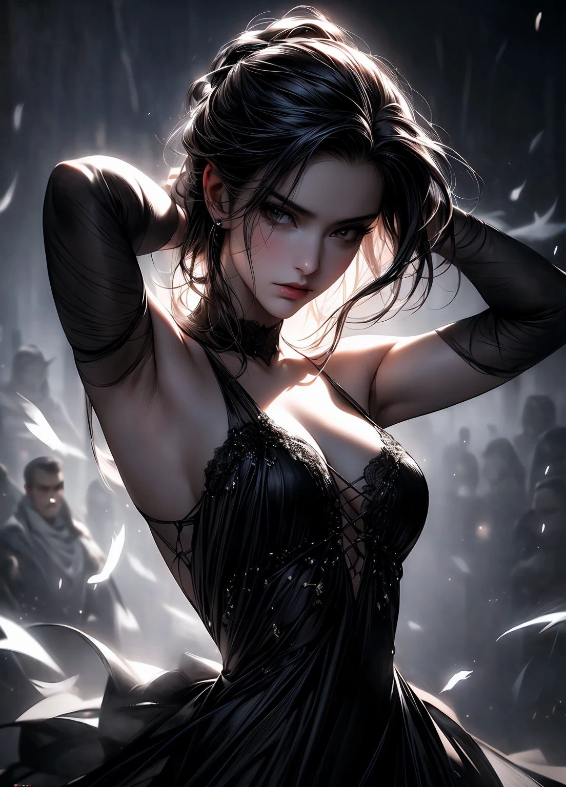 (best quality,4k,8k,highres,masterpiece:1.2),ultra-detailed,(realistic,photorealistic,photo-realistic:1.37),dark, mysterious, captivating, intense, emotional, breathtaking, powerful, Black Swan dance, hidden secrets, exquisite beauty, deep shadows, graceful movements, feathers flowing, delicate balance, enigmatic passion, flawless performance, mesmerizing artistry, hauntingly beautiful, dramatic contrast, dynamic lighting, ethereal atmosphere, evocative, enigmatic, enigma of perfection, intense focus, elegant presence, captivating intensity, mysterious allure, entrancing performance, dark elegance, alluring darkness, dynamic poses, emotional expression, fluid transitions.