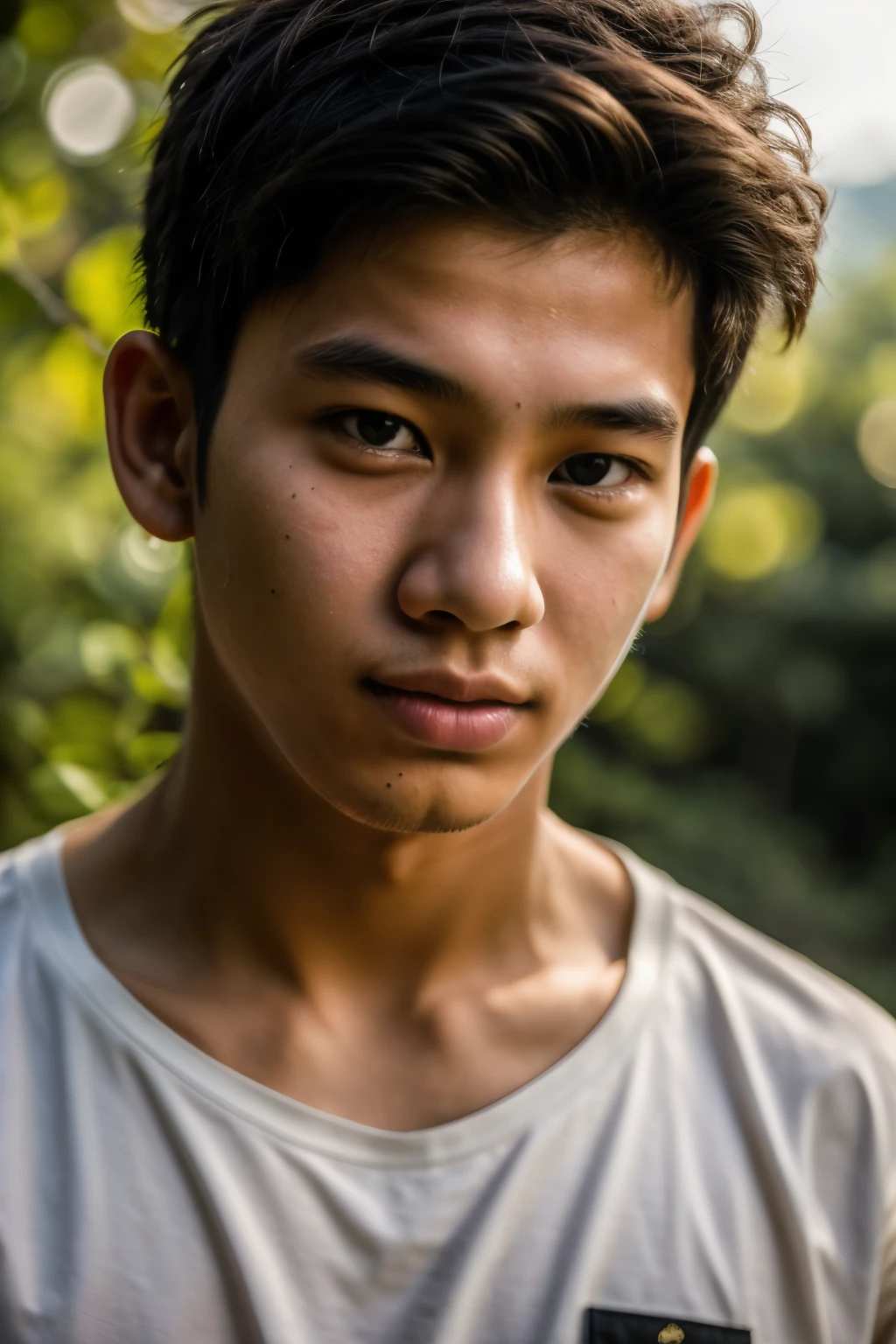 Thai male teenager, 18 years old, handsome, charming, cool, RAW 8k photo., best quality, Masterpiece, Ultra high resolution, Film texture,Thai male teenager tall, Thin depth of field