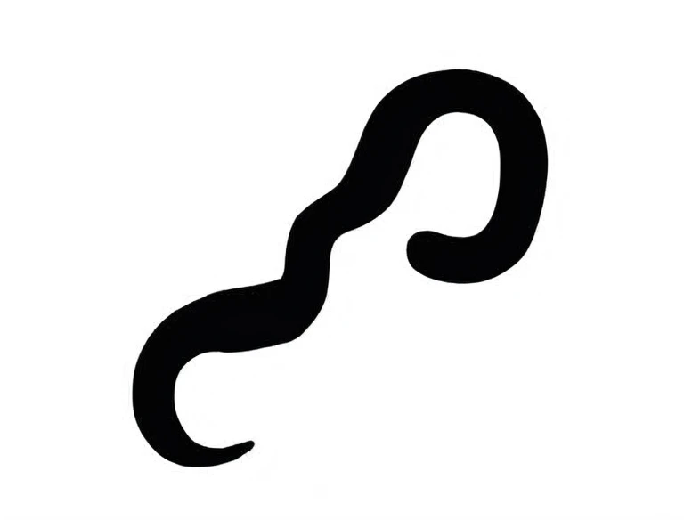 Earthworm shaped like the letter S, exactly in the position of the letter, simulating as if the worm were the letter S itself, for LOGO, minimalistic, Simpler, maximum two colors. few detail