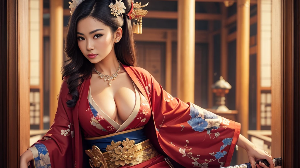 GEISHA- SEXY- LIFTED KIMONO- UPPER BODY- THICK THIGHS- TEMPLE- MEDIEVAL- SWORDS- WARRIOR- SEXY FACE- DETAILED HD- LOW FRAME - BEAUTIFUL- GARTER BELT- DETAILED CORCELET
