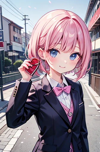 （Cute older sister:1.3）、smile,Spring atmosphere、In a suit、((Valentine&#39;s Day))、blonde、Very detailed、chocolate,Large Breasts