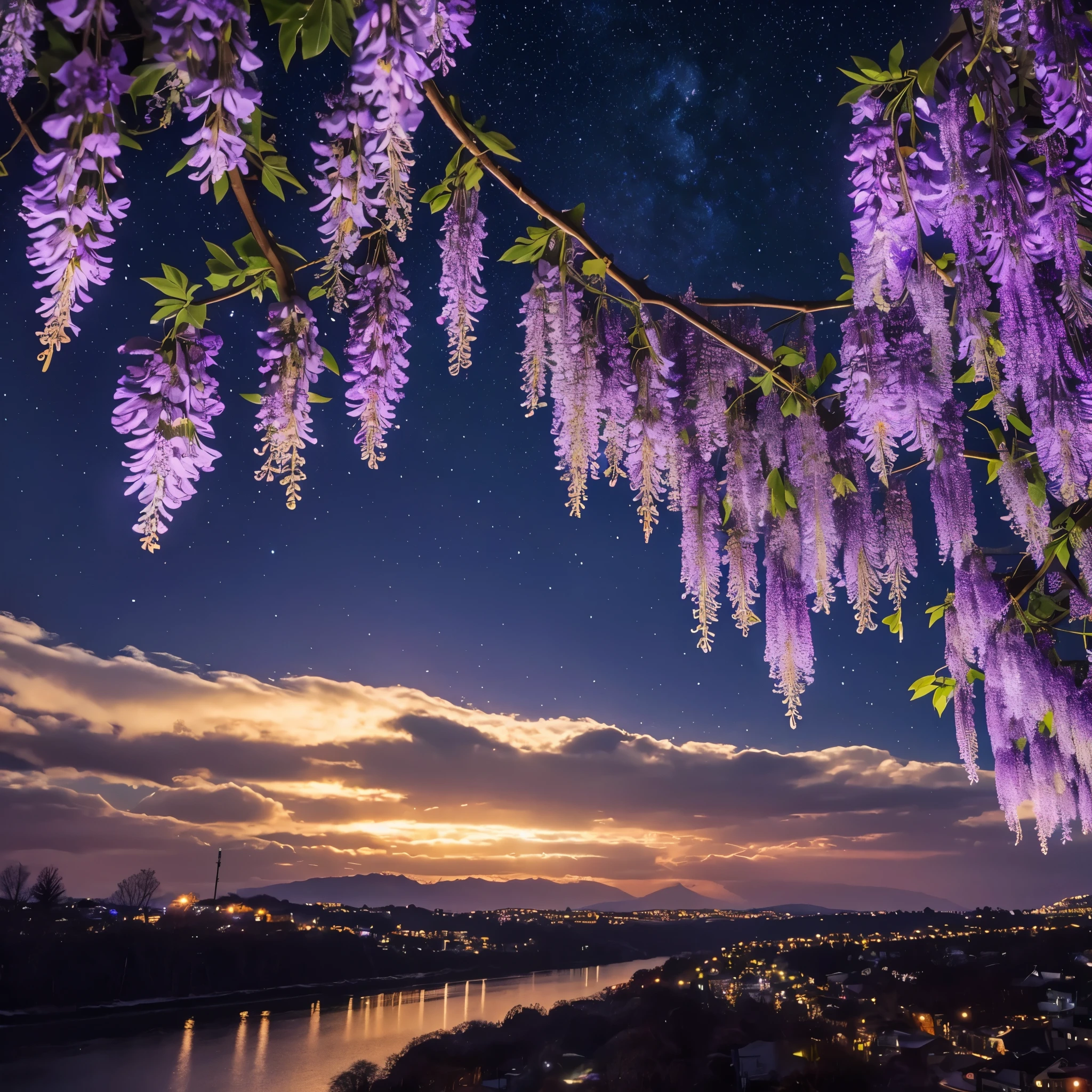 Wisteria Dahlia Starry Sky Winter Beautiful Scenery Nostalgic