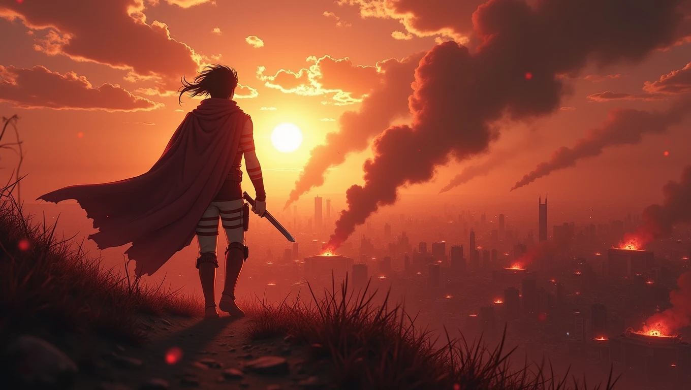best quality,masterpiece,Ultra-high resolution, (Reality:1.4), RAW photos,War,There is blood all around,A battlefield full of,Style similar to Attack on Titan
