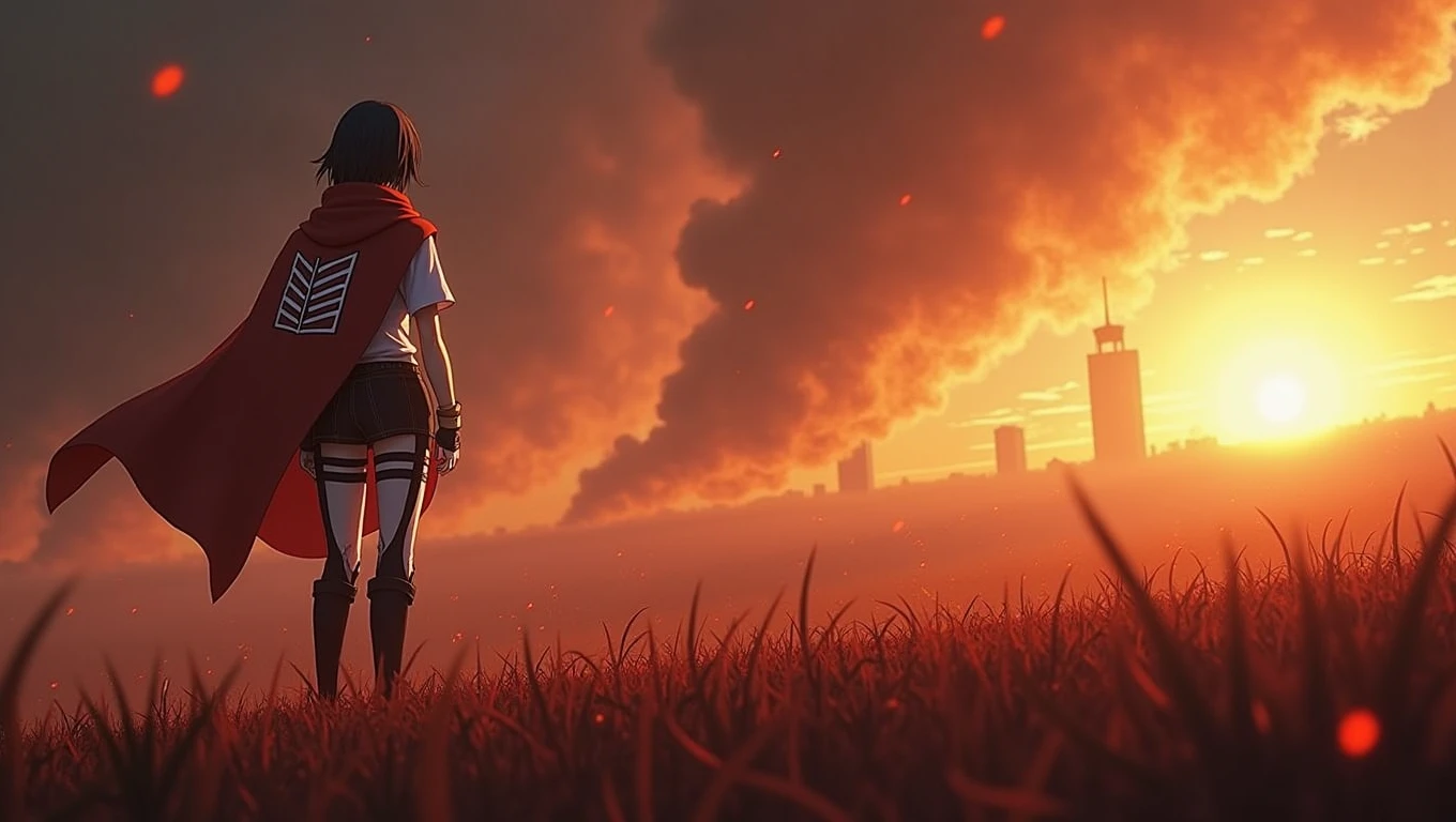 best quality,masterpiece,Ultra-high resolution, (Reality:1.4), RAW photos,Smoke in the sky,There is blood all around,A battlefield full of,Attack on Titan style,Remove the characters