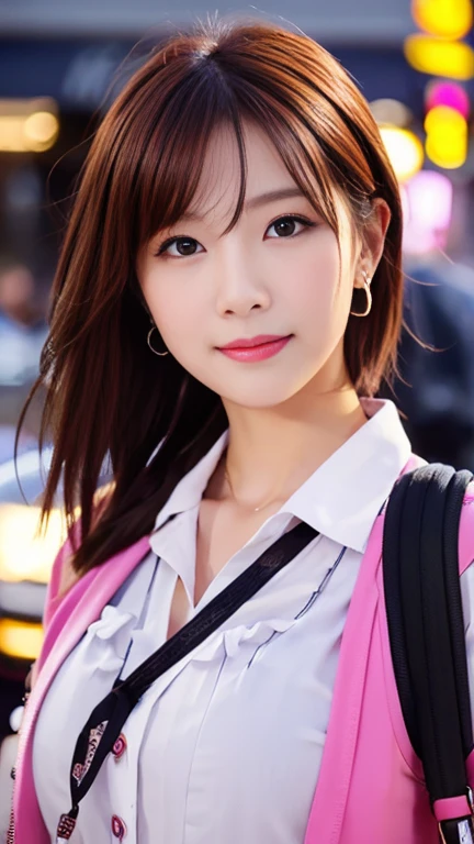 (1 girl, blouse buttons are undone.:1.2), Gorgeous Japanese K-pop Idol,
(RAW Photos, highest quality), masterpiece, 
(Realistic, Photorealistic:1.4), 

very delicate & beautiful, very detailed face, beautiful and detailed eyes, beautiful & detailed, cinema lighting, gentle & feminine, 

2k wallpaper, wonderful, finely, very detailed,
Very detailed CG Unity 8k 壁紙, high resolution, 
beautiful detailed lady, very detailed目と顔,
soft light, bob hair, ponytail, short hair with bangs, hot pink hair, EXID, Blackpink, Apink, jensen_Huang_Iconic_Black_Jacket, cupid 💘,

BREAK

(Snow:1.2), Tokyo Shibuya, City Lights, 
Perfect Anatomy, slender body, medium breasts, kind smile, (candid_Shot RNG 25%), close-up shot, medium shot or cowboy shot, bokeh, SFW,)