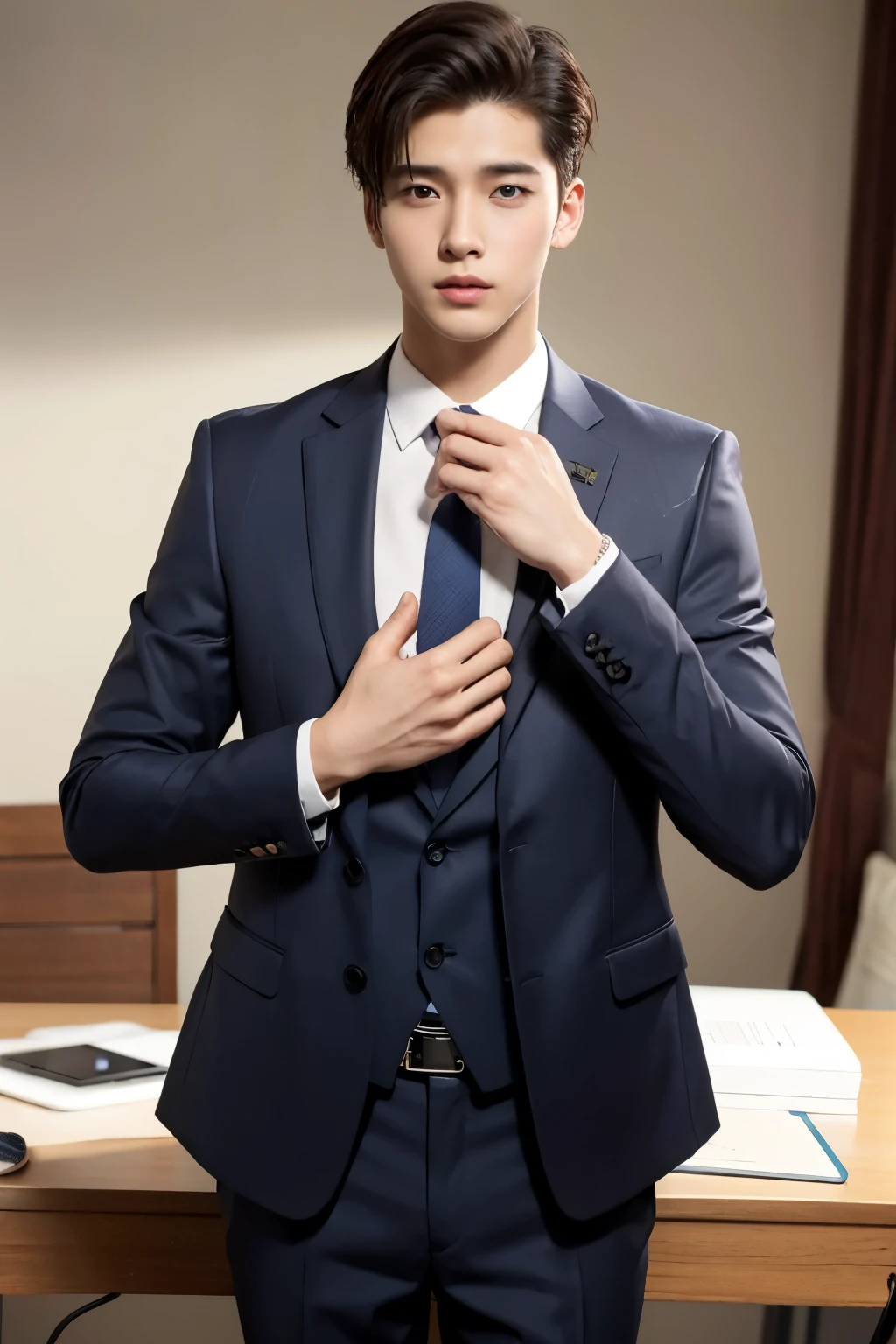 Calling on your smartphone,One boy,Handsome,suit