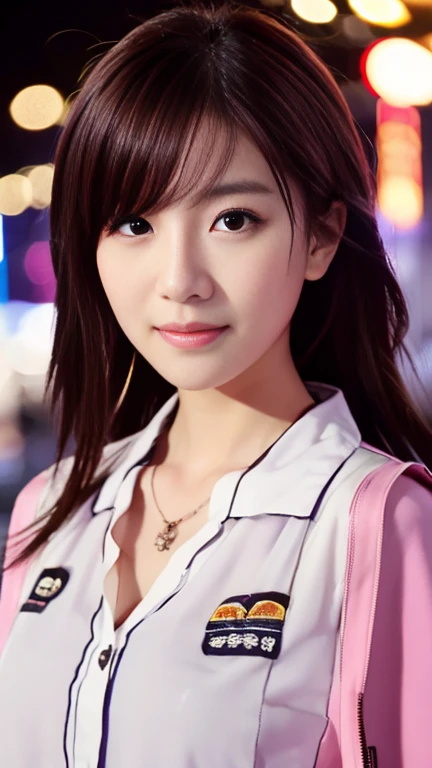 (1 girl, blouse buttons are undone.:1.2), Gorgeous Japanese K-pop Idol,
(RAW Photos, highest quality), masterpiece, 
(Realistic, Photorealistic:1.4), 

very delicate & beautiful, very detailed face, beautiful and detailed eyes, beautiful & detailed, cinema lighting, gentle & feminine, 

2k wallpaper, wonderful, finely, very detailed,
Very detailed CG Unity 8k 壁紙, high resolution, 
beautiful detailed lady, very detailed目と顔,
soft light, bob hair, ponytail, short hair with bangs, hot pink hair, EXID, Blackpink, Apink, jensen_Huang_Iconic_Black_Jacket, cupid 💘,

BREAK

(Snow:1.2), Tokyo Shibuya, City Lights, 
Perfect Anatomy, slender body, medium breasts, kind smile, (candid_Shot RNG 25%), close-up shot, medium shot or cowboy shot, bokeh, SFW,)