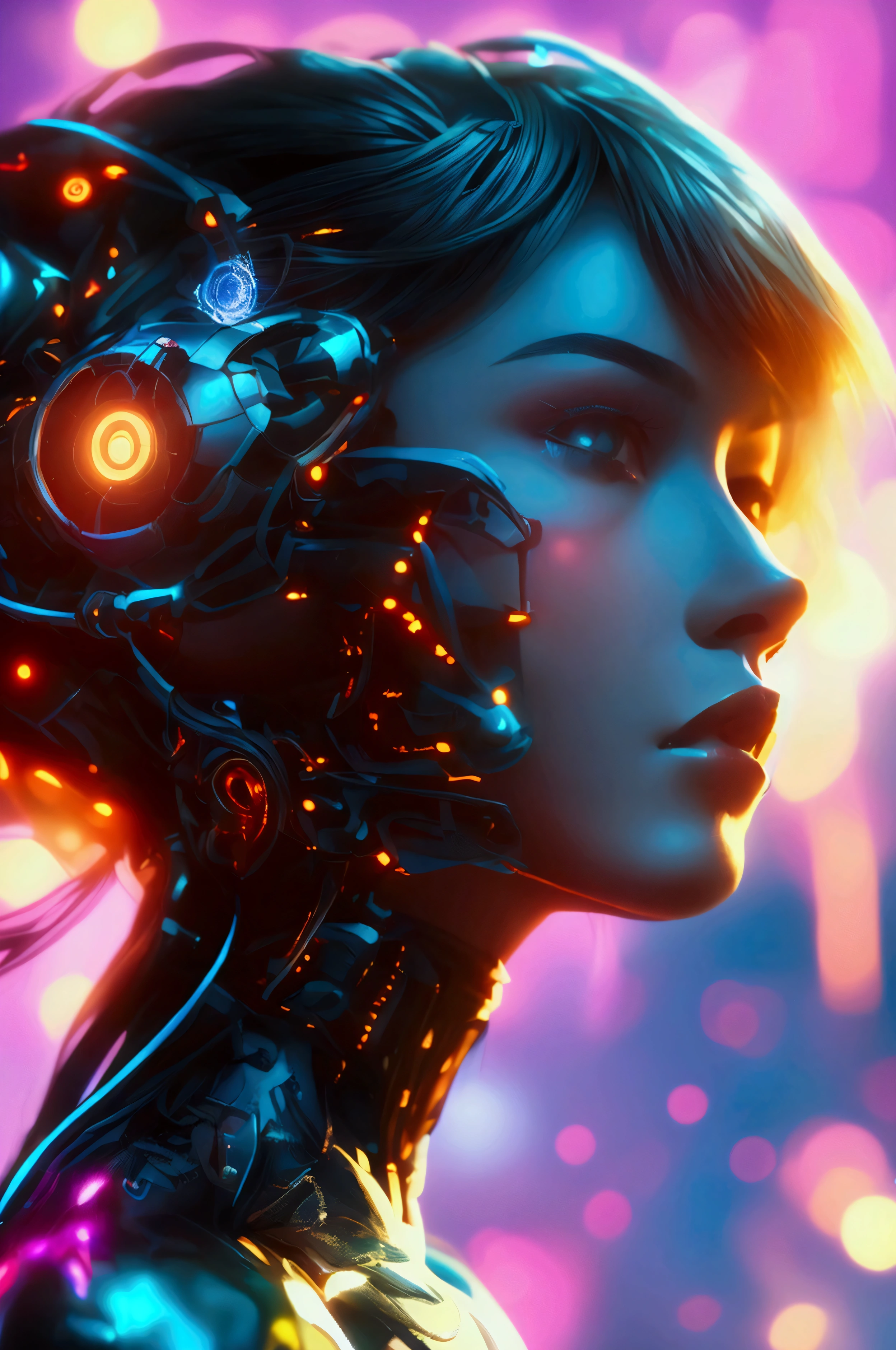 A beautiful futuristic cyber girl with hair with strands of neural networks, futurism, HD, Super detail, Best Quality, 8k