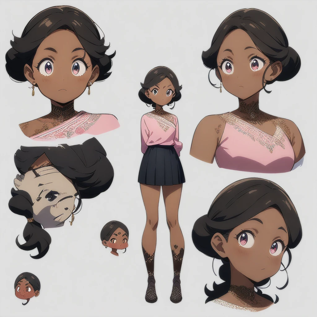 Woman approximately 20 years old slim dark skin wavy hair in bikini and I want a character characterization code