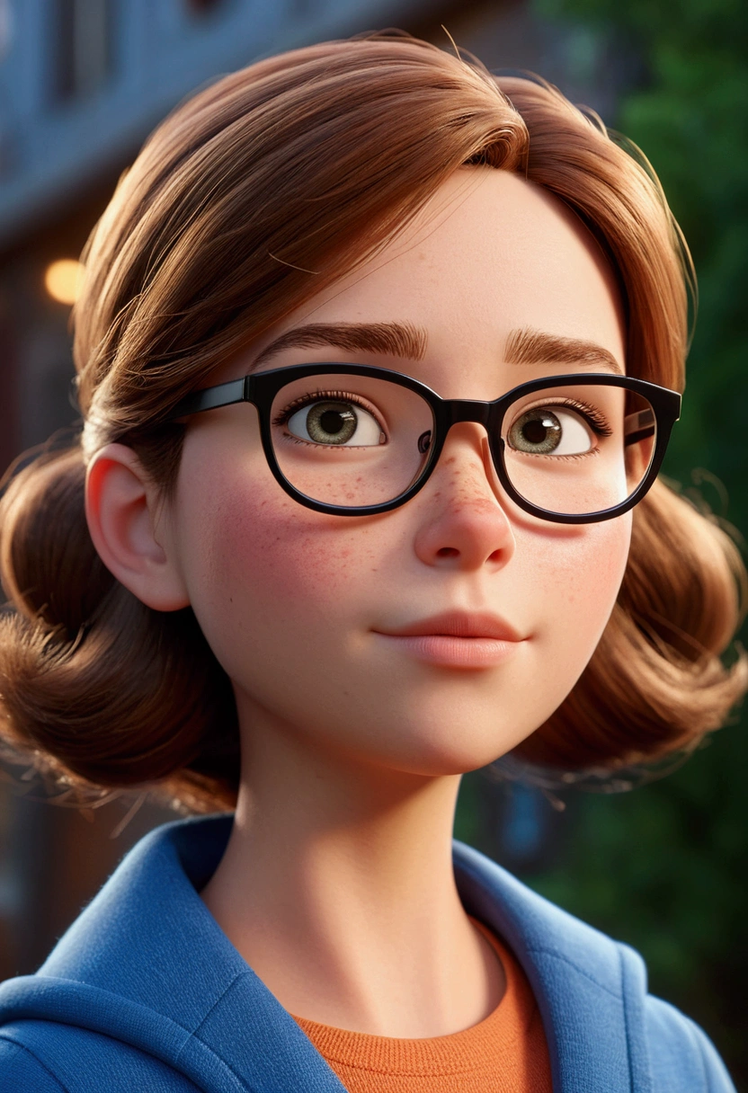 Cartoon character of a Russian girl with glasses and blue shirt, medium breasted animation character , stylized character, animation style rendering, 3d stylized, Arnold Maya rendering, Stylized 3D rendering, toon render screenshot, 3d character, 3d character, Stylized 3D rendering, 3D character rendering, cartoon character, Personagem de close up, character posing,  (Pixar-style) (master part:1.2) (bokeh) (best qualityer) (skin detailed) (detailed texture) (8k) (Argilla) (cinematic lighting) (sharp focus