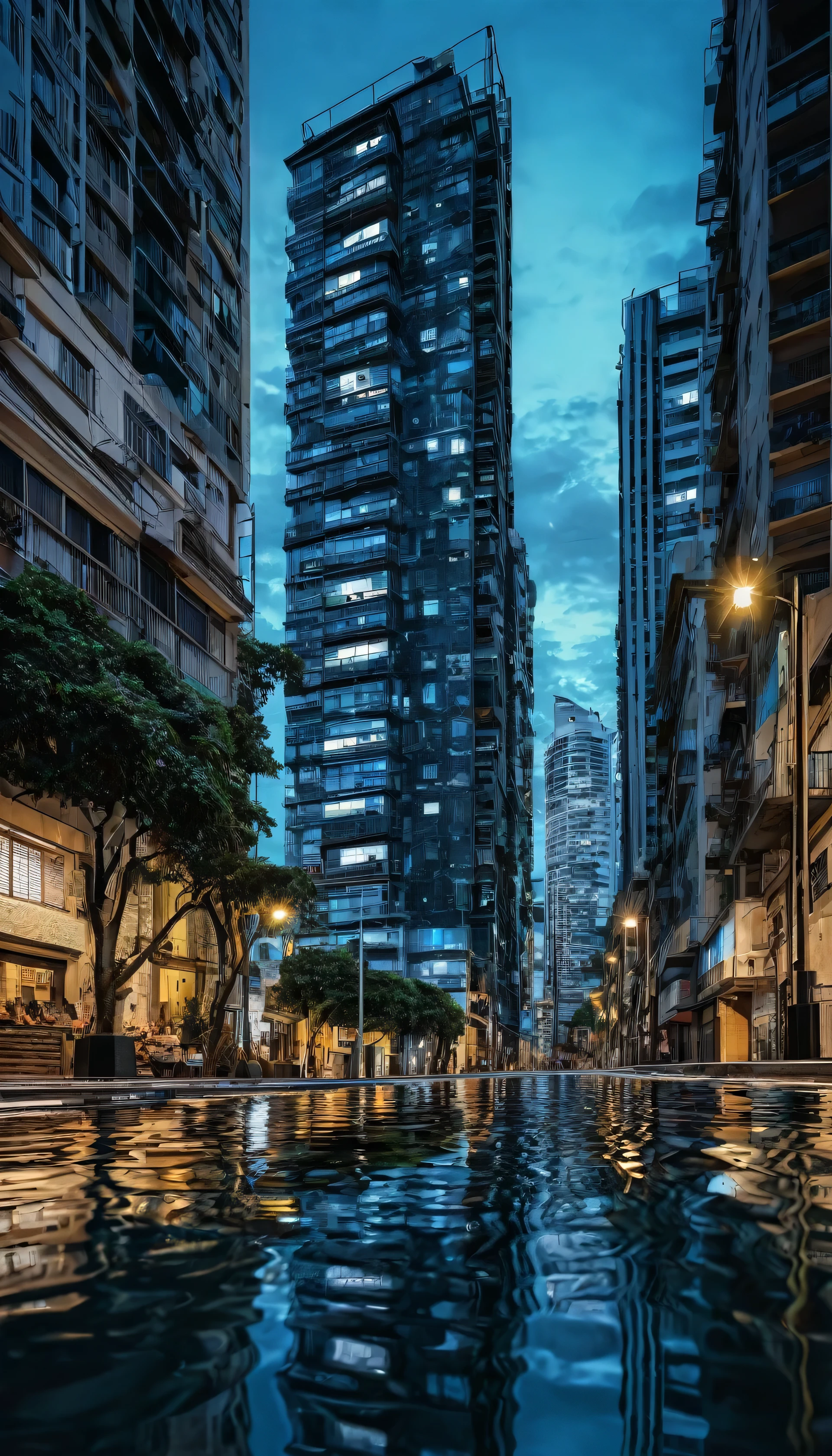 (best quality,4k,8k,Altas,master part:1.2),ultra-detalhado,(Realistic,fotorrealista,photo-realistic:1.37),White and black photos of a city with a blue water,Contemporary collage,gifs animados,Capas,fluido,Yankeecore,relevo,monocromatic,patterns,urban decay,cores vibrantes,noite,Contraste,dynamic compositing,Architectural elements,Arte Pop,Striking juxtaposition,Cinematic vibes,textured surfaces,linhas em negrito,formas abstratas,ruas movimentadas,reflection on water,skyscrapers,Grafite,sombras e realces,movimento,Fotografia de rua,bordas afiadas,pinceladas expressivas,atmosfera de sonho,Historical Landmarks