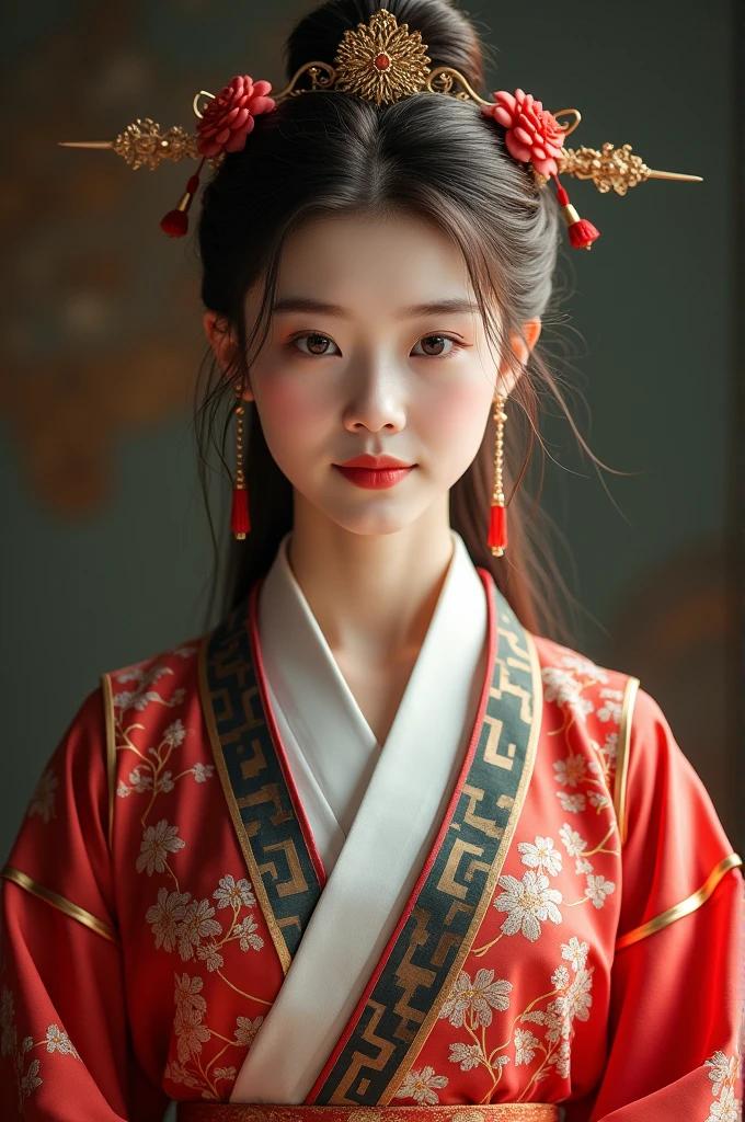 一位身着Chinese traditional clothing的女子站在房间里, Portraits inspired by Guo Xi, cg Social Hotspot, Cloisonnism, Wearing gorgeous silk clothes, Chinese traditional clothing, palace ， a girl in Hanfu, Wearing ancient Chinese clothes, Chinese Empress, Hanfu, Chinese Clothing, Chinese Princess, 穿着古代Chinese Clothing, Wearing fancy clothes