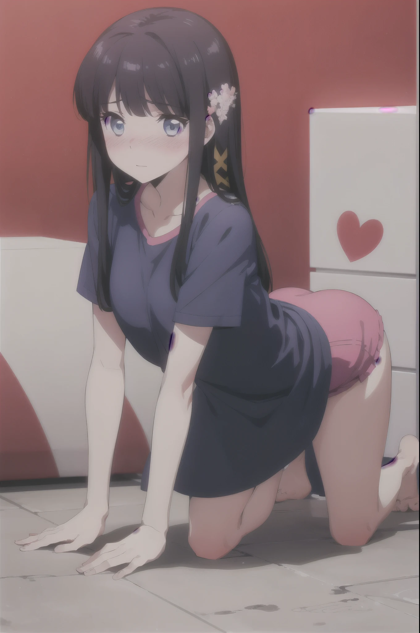 (( masterpiece, highest quality))), (girl),black camisole、toilet、Looking down from sitting on the toilet、look at me、mesugaki、twin tails、vagina、NSFW,
、NSFW、vagina、at close range:1.5、10 、、cute、black hair、medium hair、twin tailsのオマンコは気持ちいい、((close)), ((flushed))、perfect lighting、perfect composition、heart background