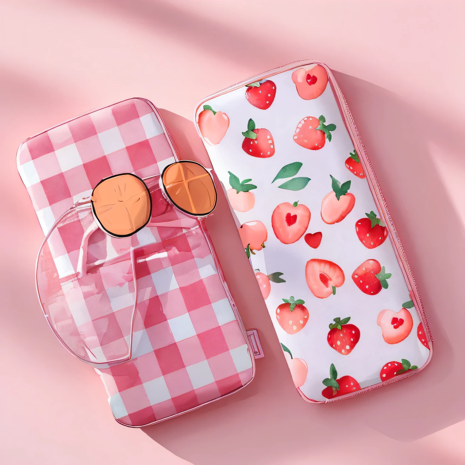 strawberry，Pattern of cut strawberries，Small fresh，Watercolor style，Simple color patches，White background