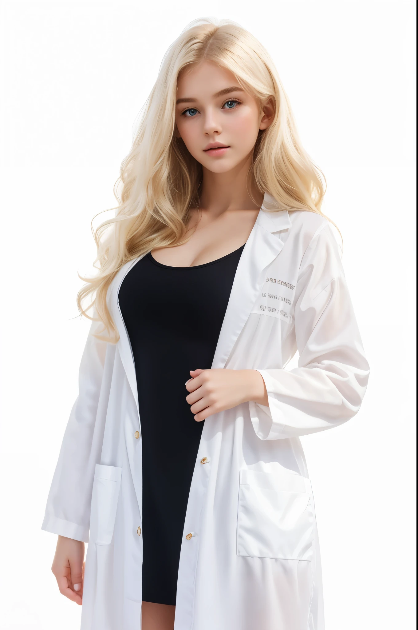 white Miss, beautiful Miss, Pretty Face, Delicate face, White skin, Blonde Hair, Angelic face, Miss, Long hair, Long hair 18 years old, 18 year old Miss,Simple background,White background