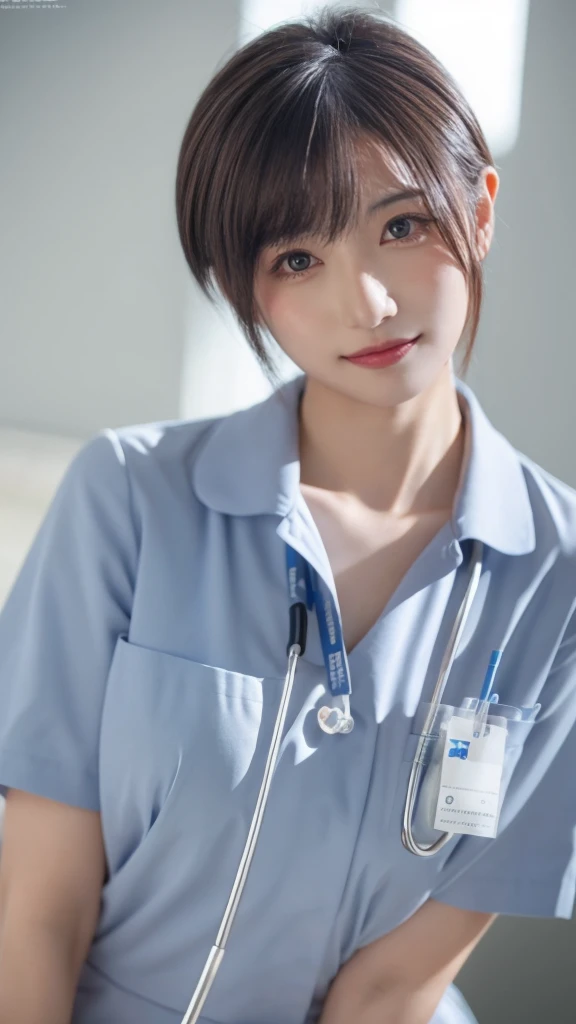 Inside the hospital、nurse, Attractive nurse woman, Very sexy, A kind smile、As a retro-future heroine, elegant and charming cosplay, amouranth as a super villain, Slender young body, masterpiece, Masterpiece best quality, Highest quality ultra detailed, Super detailed highres, High resolution, High resolution 4K, 4l 4k portrait, 4k portrait 8k, 8k 8k portrait, 8k portrait unity 8k wallpaper, extremely detailed CG unity 8k wallpaper, Extremely detailed CG Unity 8k wallpaper realistic, Realistic RAW photo, Raw photo real person, Real people portrait photography, Photorealistic portrait photography, Photorealistic shiny skin, Shiny skin Detailed skin, Detailed, dynamic pose