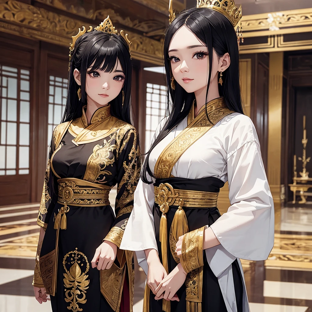 woman, 1 person, black hair, black eyes, Wear Thai clothes, standing in the Thai palace, Daytime,
