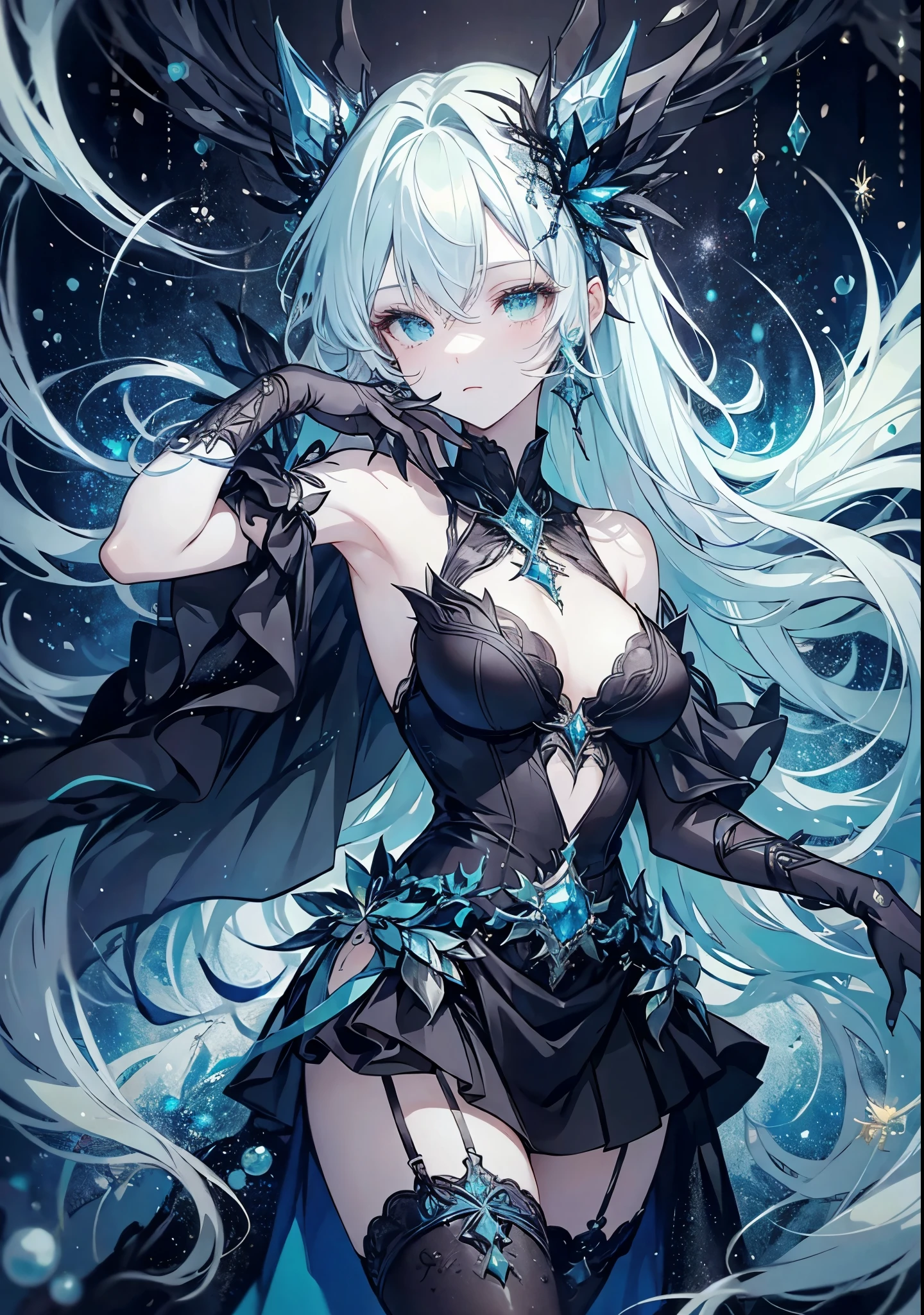 Let's start with a base illustration of a young female character..
Adjust hair color to Hatsune Miku's iconic turquoise blue.
Styling very long hair, Reaches below the waist, Twin tails. Twin tailsは均waitにバランスが取れています、Make sure the top is properly wrapped.
Gives hair a lustrous appearance and slightly voluminous texture.
large and young々Creates a cute expression, Expressive eyes. Eye color should be a bright blue tint.
give her a distinctive slim figure.
Remove the distinctive outfit consisting of a sleeveless top, tie, and pleated skirts. Include shades of teal and black in your color scheme.
Includes special accessories such as a futuristic headset, microphone, Removable sleeve.
option, Add knee-high boots or thigh-high socks in the same tone.
Provide a backdrop that complements the aesthetic, Futuristic cityscape, Concert stage with colorful lights, wait..
Because the instructions are complicated、take care of, It can be difficult for an AI to accurately generate images based on the exact specifications provided.
Draw in skwaith style, Similar to Idea Skwaith.
Pencil-like drawing. Messily drawn drawings. A picture drawn with hesitation.soft joints - dancer's joints - dramatically twist the hips - do not use black for contours - pink lighting - lower the gaze - slender eyes - puffy cheeks, - visible abdominal skin - hair color is light blue - hair does not turn green - bright pastel colors with contours.