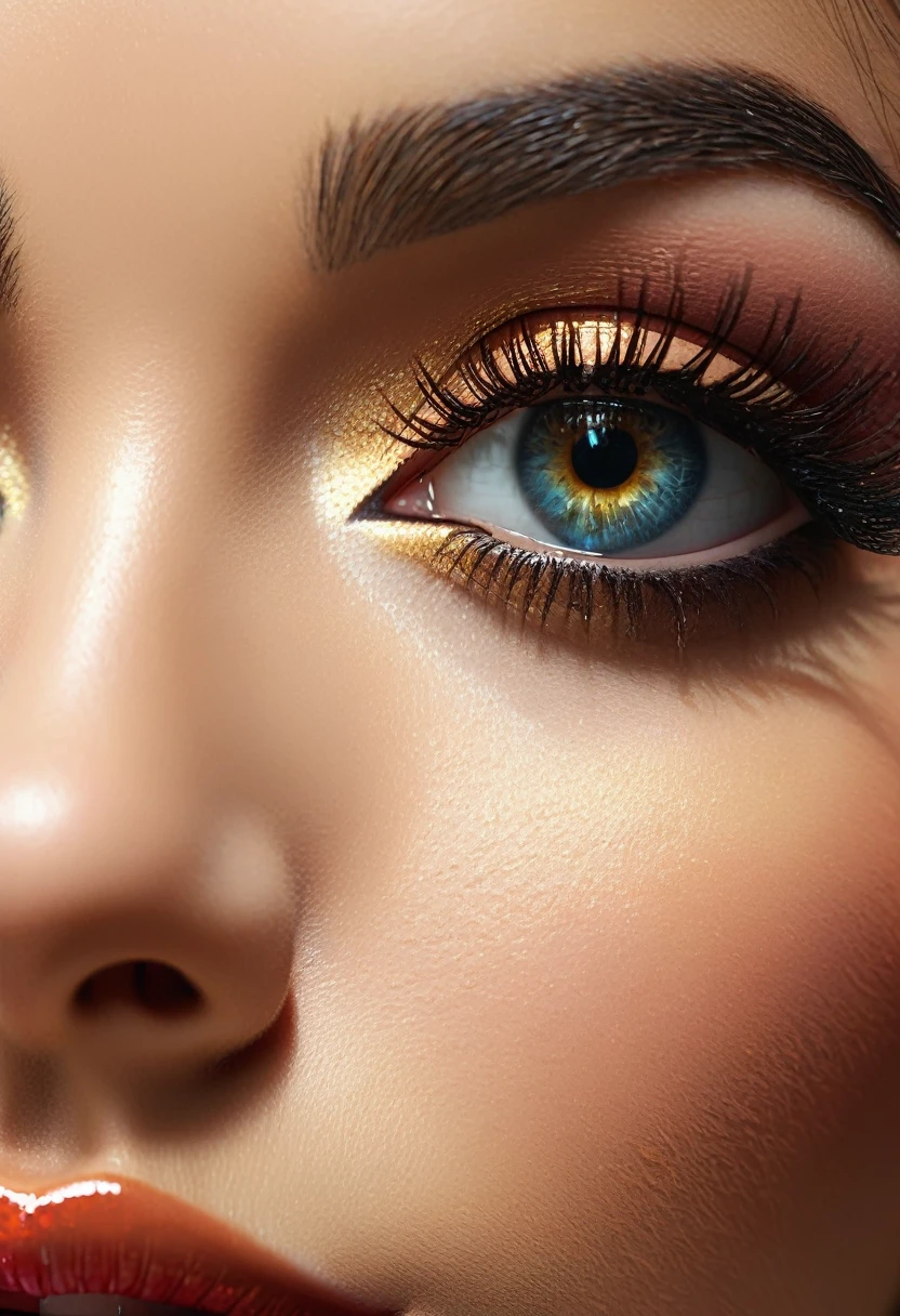 beautiful detailed eyes, beautiful detailed lips, extremely detailed eyes and face, long eyelashes, 1 girl, busty, lush, sensual, elegant, posing, tempting, photorealistic, high quality, bright colors, studio lighting, cinematic lighting, Warm color tone, dramatic lighting, complex parts, ultra detailed, hyperrealistic, masterpiece