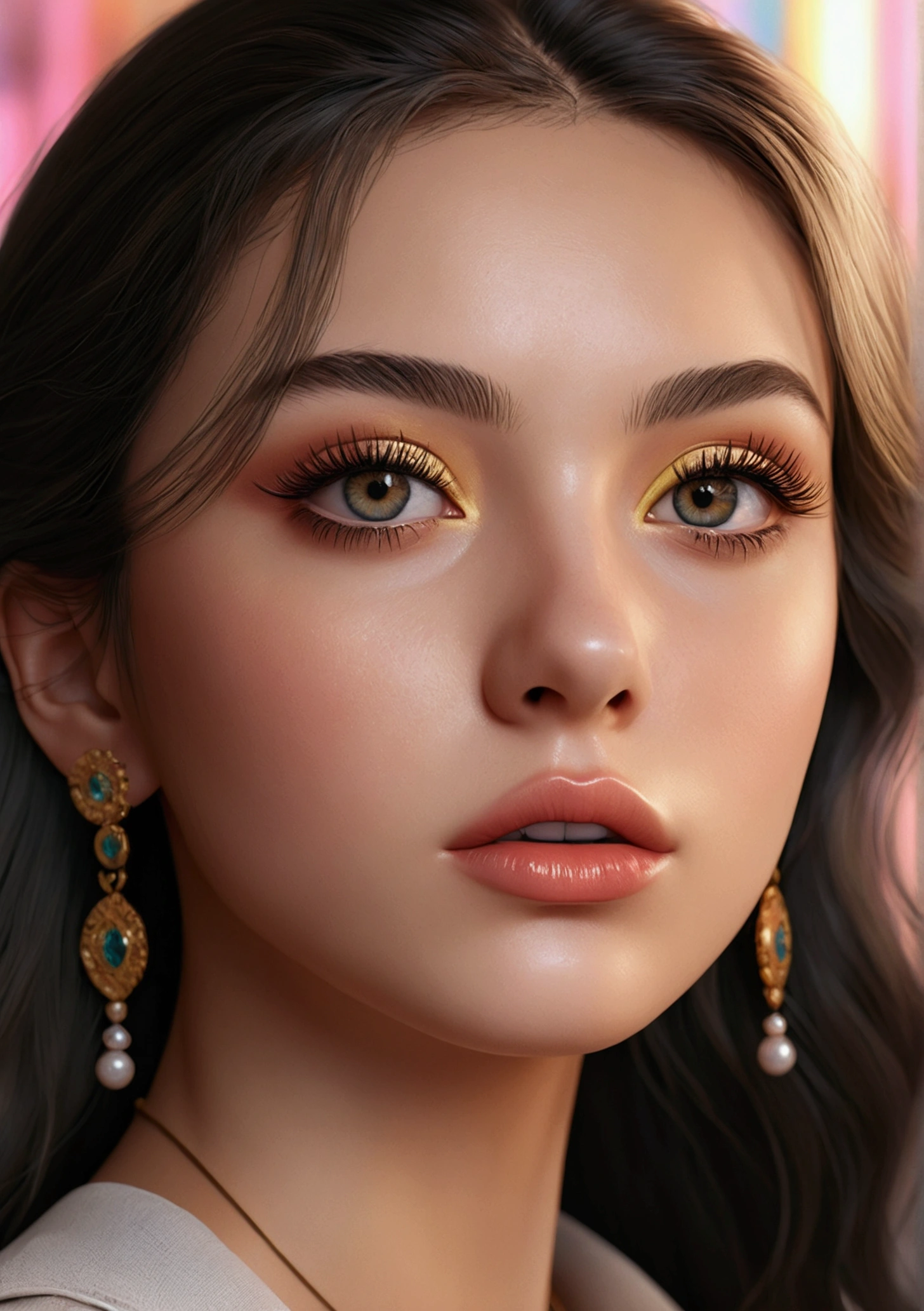 beautiful detailed eyes, beautiful detailed lips, extremely detailed eyes and face, long eyelashes, 1girl, photorealistic, high quality, 8k, hyperrealistic, ultra-detailed, masterpiece, (best quality:1.2), (realistic:1.37), studio lighting, sharp focus, physically-based rendering, vivid colors, warm lighting, silky hair, y2k aesthetic, y2k accessories, retro technology, 90s aesthetic, nostalgic