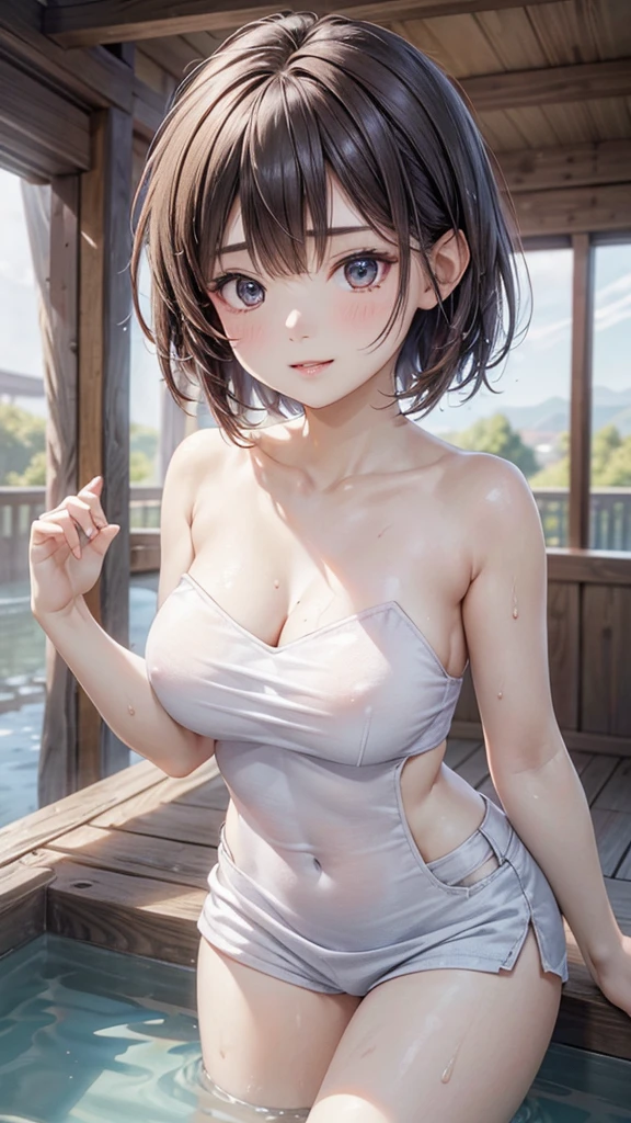 Cute girl . so cute , Round Face . Solitary , Slim , Short stature . Glowing skin . Pure white tube top T-shirt . shorts , White background , Looking at the audience's slender and sexy legs, Put your hands behind your head((Clear nipples))、Rocket , (Large Breasts),(because I'Thin) , 身材Short stature . Smooth skin . Plain white T-shirt .
Huge breasts:1.4,Full breasts, (20 years old:1.2), Cute little trumpet, entity, Sweating of the skin, Radiant Skin, Slim, Black short hair, (Dull bangs: 1.2), Smile, Cute face, Exquisite eyes,, ((naked,Wrapped in a towel)), ((hot spring)), (Not wearing), (wet), (Bend and take off), ((wet hair)),Legs open), ((Sexy and dynamic pose)), view, Looking at the camera, Denim lenses, best quality,Super detailed, high resolution, Extremely detailed CG, Unity 8K wallpaper, Official Art, Creative arts, Novel illustrations, By famous artists, Caustic lines, Textile Shading, Super delicate skin, Perfect anatomical structure, detailed, light, Dynamic Lighting, 美丽而Exquisite eyes, (Top quality), (Super detailed), (Masseter membrane), (high resolution), (The original), Character Conception, Game CG, detailed Manga Illustration, Realistic head to body proportions:1.2