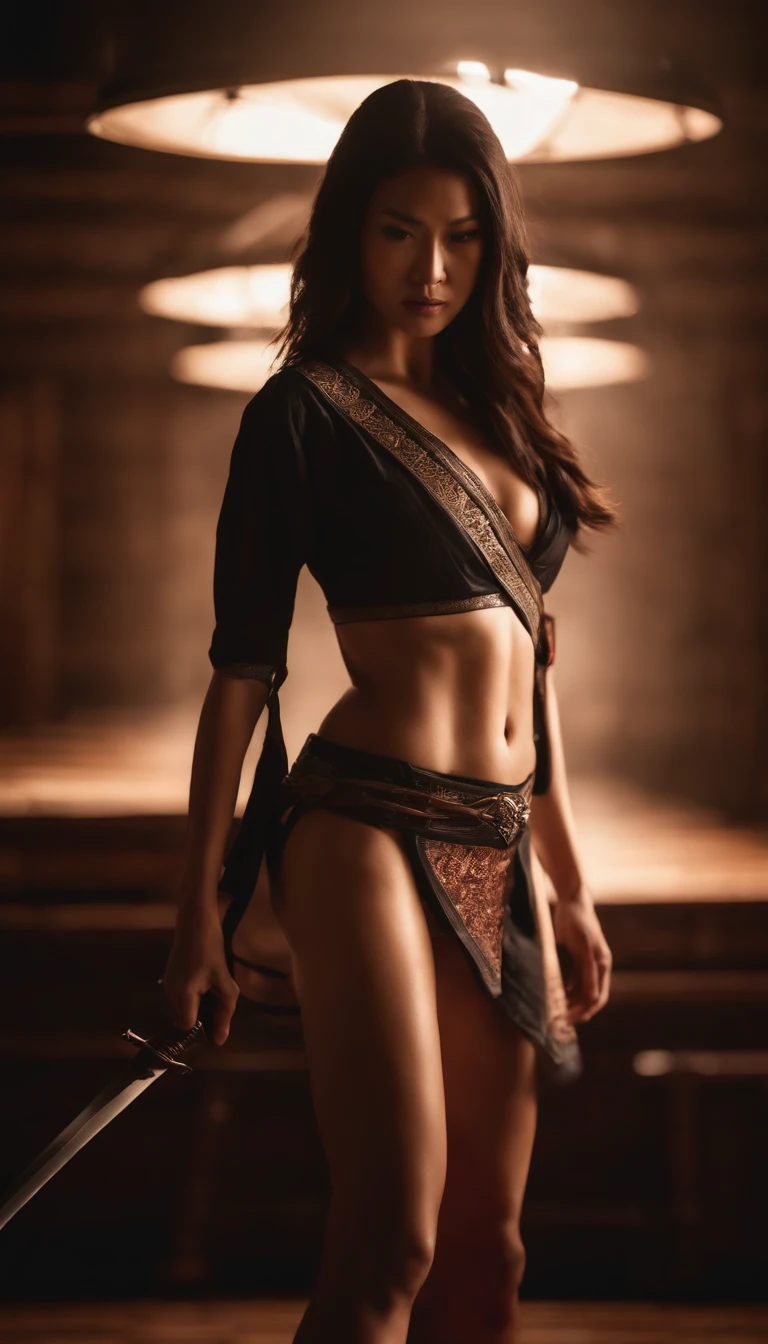 Samurai Swordsman woman In underwear Full body sexy underwear Full body sexy