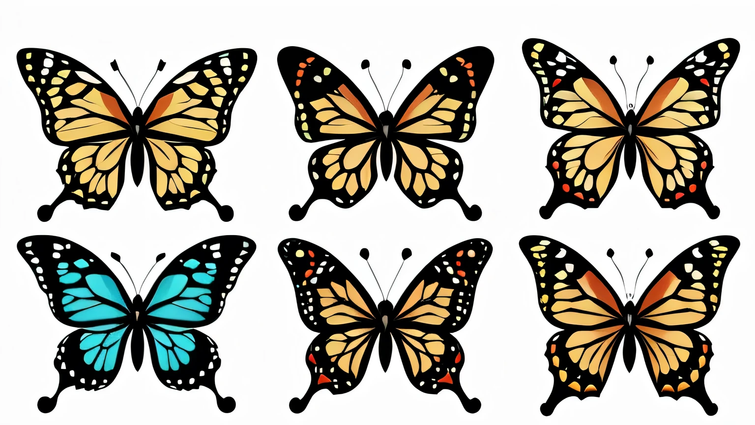 Colored vector illustrations of more than 10 types of butterflies.