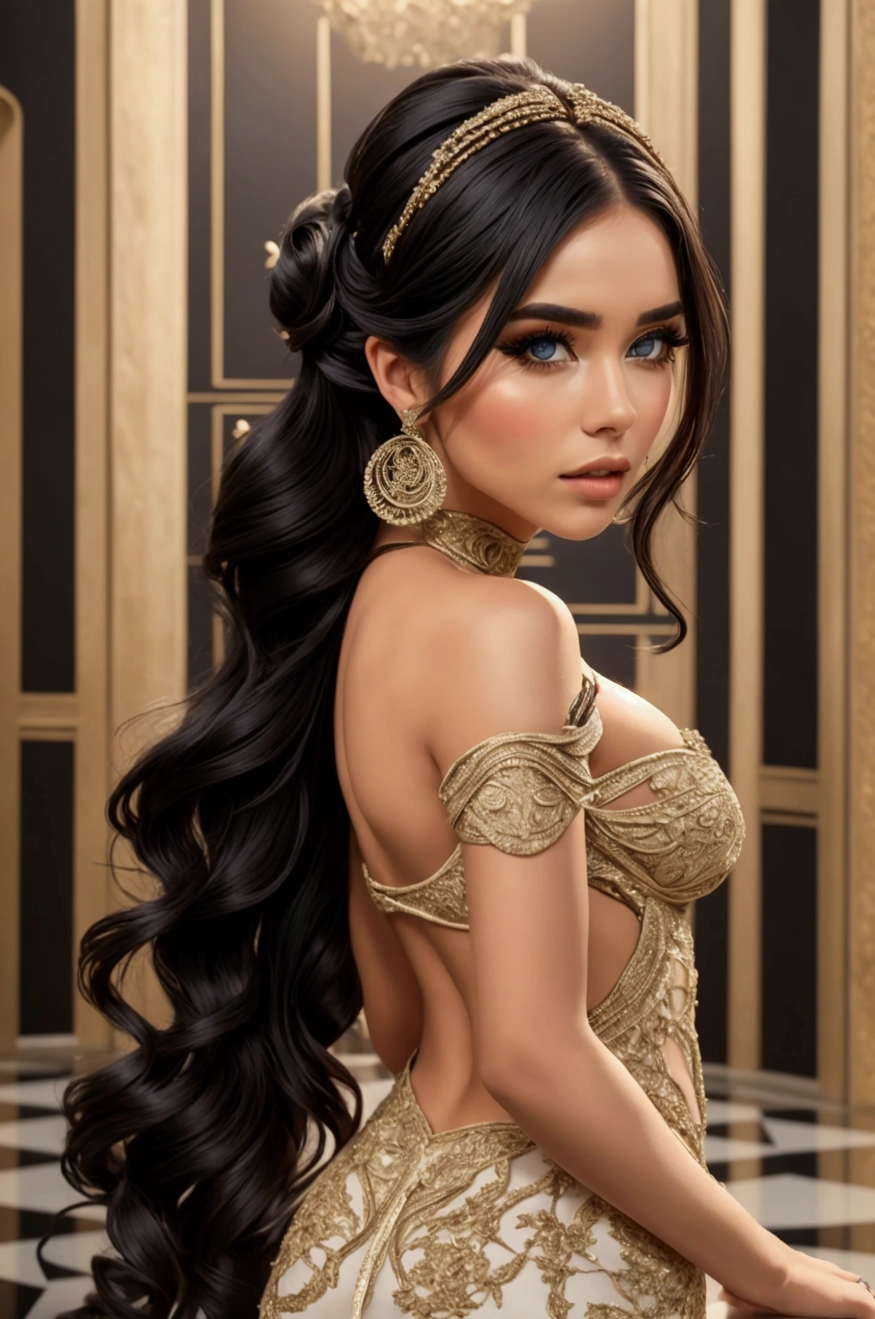 beautiful woman ig model, in different poses, Hyperrealista,fashion cabello negro