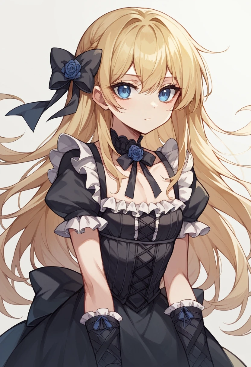 One Girl、Semi-long hair、Blonde、Blue Eyes、Young appearance、Slightly large chest、(Slightly large chest:1.2)、Gothic Lolita Fashion