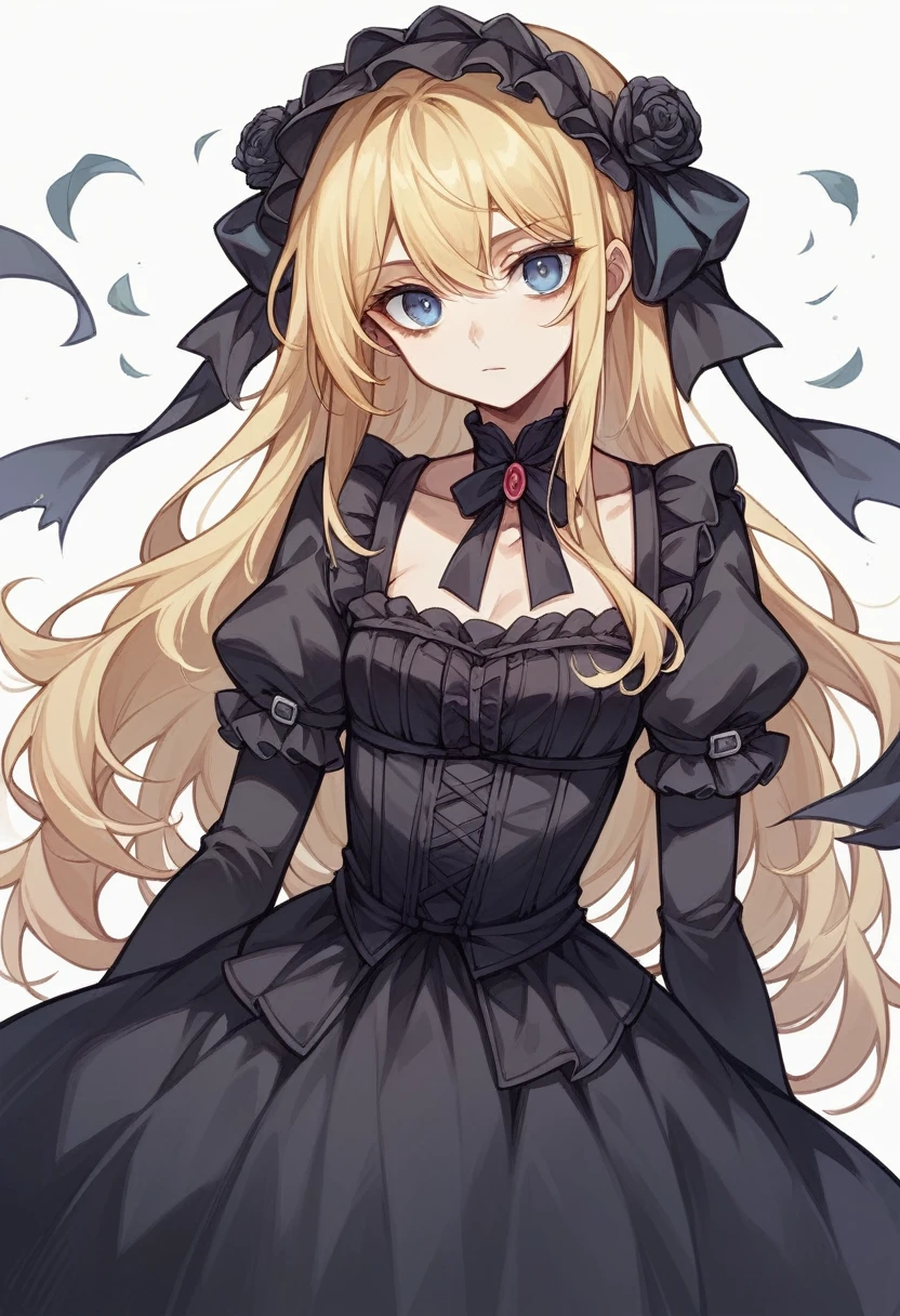 One Girl、Semi-long hair、Blonde、Blue Eyes、Young appearance、Slightly large chest、（Slightly large chest：1.2)、Gothic Lolita Fashion