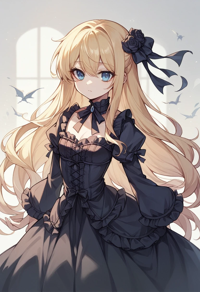 One Girl、Semi-long hair、Blonde、Blue Eyes、Young appearance、Slightly large chest、(Slightly large chest:1.2)、Gothic ta Fashion