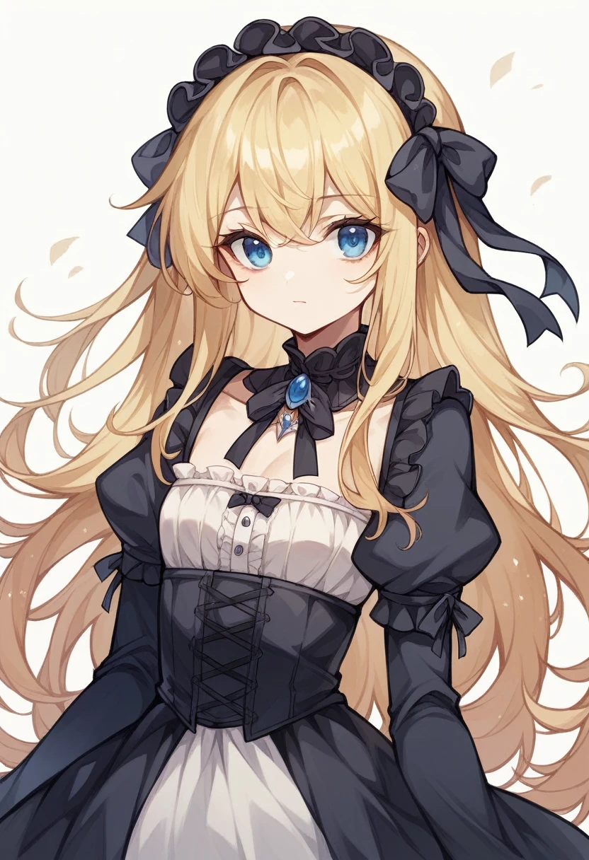 One Girl、Semi-long hair、Blonde、Blue Eyes、Young appearance、Slightly large chest、(Slightly large chest:1.4)、Gothic Lolita Fashion、whole body