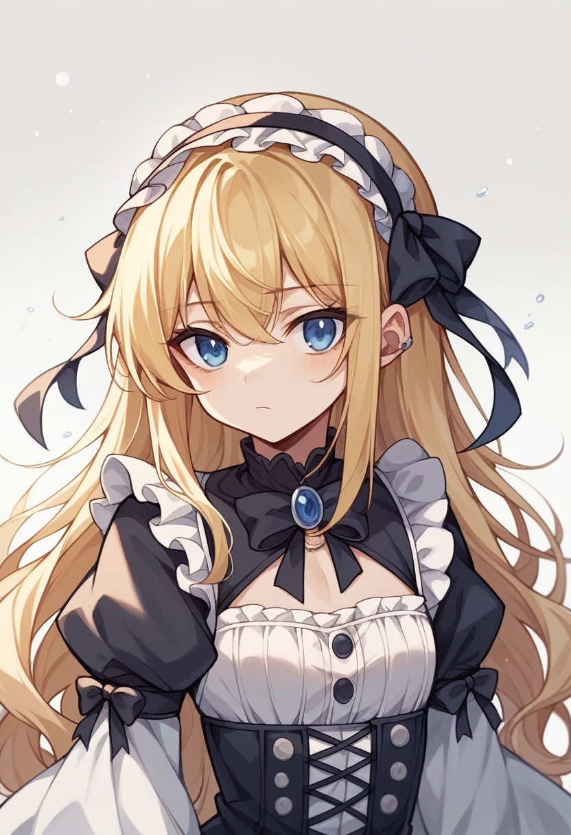 One Girl、Semi-long hair、Blonde、Blue Eyes、Young appearance、Slightly large chest、(Slightly large chest:1.4)、White Gothic Lolita Fashion、whole body