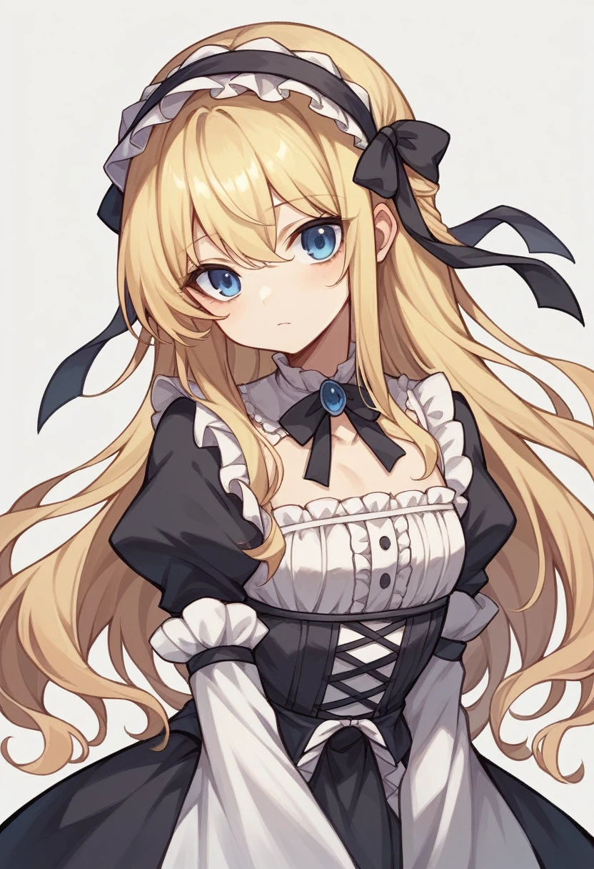One Girl、Semi-long hair、Blonde、Blue Eyes、Young appearance、Slightly large chest、（Slightly large chest：1.4)、White Gothic Lolita Fashion、whole body