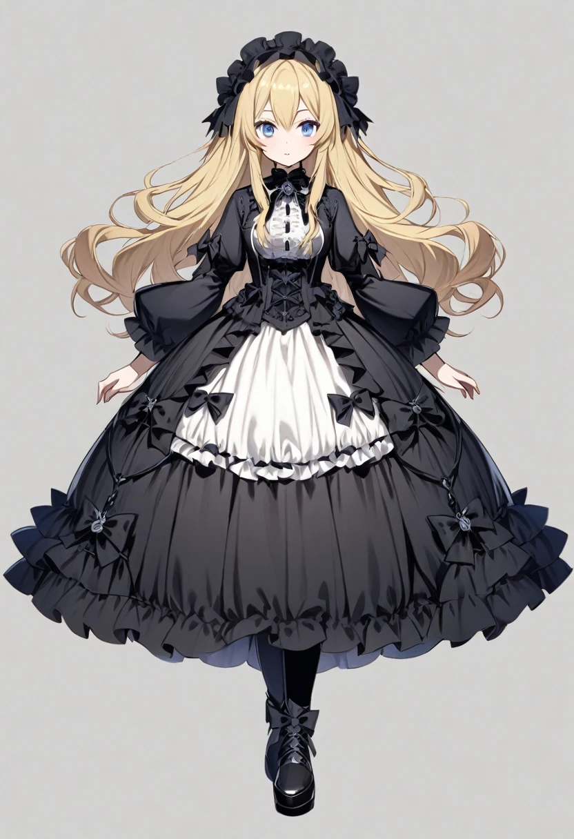 One Girl、Semi-long hair、Blonde、Blue Eyes、Young appearance、Slightly large chest、(Slightly large chest:1.4)、Gothic ta Fashion、whole body