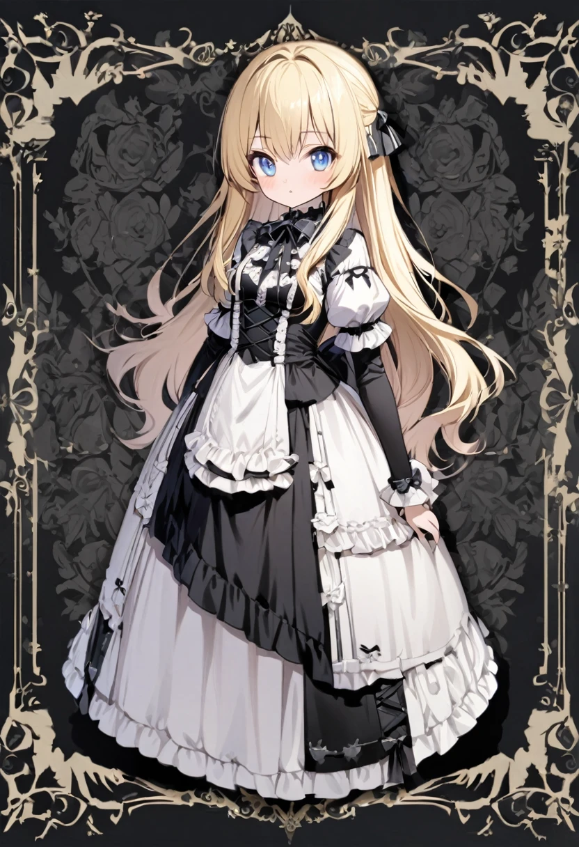 One Girl、Semi-long hair、Blonde、Blue Eyes、Young appearance、Slightly large chest、（Slightly large chest：1.4)、White Gothic Lolita Fashion、whole body