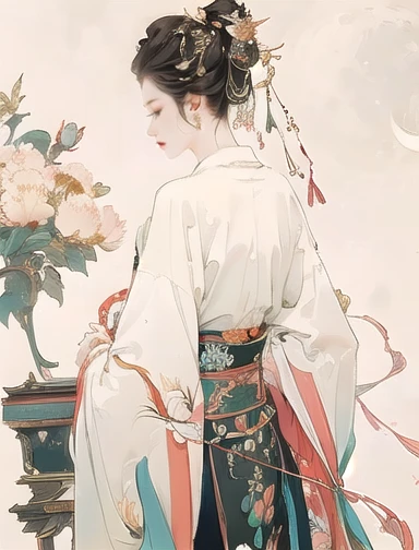 (8k, Highest quality, masterpiece)，{practical, Original photo, Ultra-fine and transparent, image, (The influence of Yoshitaka Amano&#39;style:1.6)}, practical Light, Delicate skin, (Beautiful slim woman, whole body, Age 25, Court Knight:1.5), thin legs, Microparticles, Long Hair, Detailed fingers, thin, Expressions of Ecstasy, Dynamic sexy pose, (Arcadia, Flower Storm, Lots of flowers:1.8), No concealment，Beautiful views, (Flowers, bird, Wind and Moon, Phoenix:1.5),