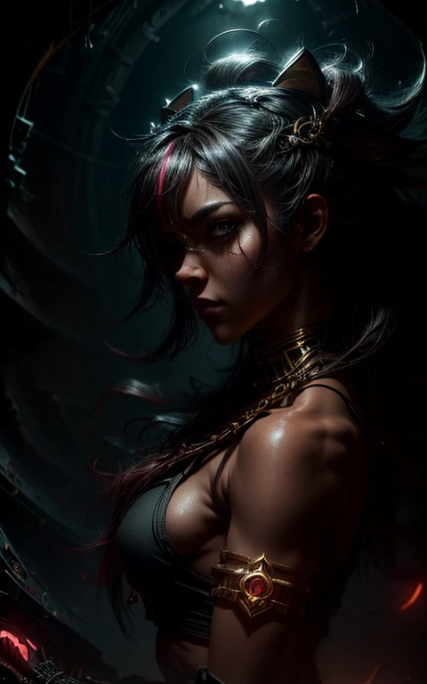 Close up of a woman with black hair, beautiful character painting, splashing ink, epic fine character art, amazing character art