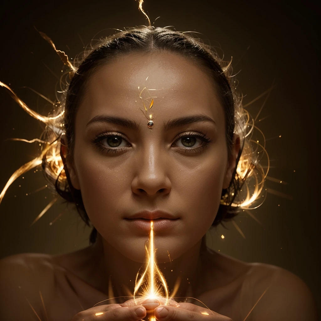 Create an image depicting a powerful mind. The image should convey strength, control, and mastery, with elements that symbolize intelligence and mental prowess. Consider incorporating visual metaphors such as a brain illuminated an individual meditating with a radiant aura around their head. The overall aesthetic should be inspiring and convey the message of mastering one's mind