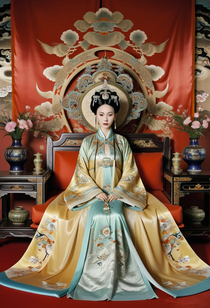Gorgeous Empress of the Chinese Court during the Qing Dynasty Gorgeous Empress of the Chinese Court on a sofa, nude, large and golden, with her legs on the sofa, wide open, knees bent, in an M pose (pornographic pose), with her hair tied on both sides The background of this perverted and erotic woman wearing a crown and tying her hair is the Chinese court of the Qing Dynasty. The scene is set in the luxurious room of an empress in the Qing Dynasty Chinese court.

Translated with DeepL.com (free version)