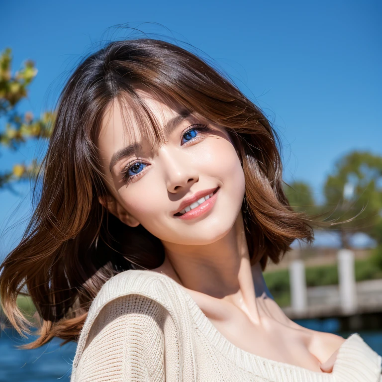 8k,Brown short hair,Japanese actress,Super Beauty(Like the real thing),Long sleeve dress,Wine Party、wine glass、full-course dinner,Big smile,Lakeside,Perfect Anatomy,charm,Volume measurement,Body balance,Digital single-lens reflex camera, Soft lighting, Detailed Background, Written boundary depth, Volumetric lighting, Sharp focus, Absurd, Realistic proportions, Excellent anatomy, (Realistic, 超Realistic:1.4), 16k hdr, dawn,High resolution,super Realistic 肌,super beautiful expression,Fantasy art,Character Art,Wind effects:1.9、Cloud Effect:1.2、Full Rendering、プロ品質のHigh resolution、Perfect contrast、Perfect lighting、Perfect composition、Perfect Skin、Perfect Fingers、Perfect breasts、Perfect Hair、Perfect Face、Realistic facial features,Highest quality,Slim figure,Perfect body line,Perfect hand shape,Anatomical Body Balance,Highly detailed face,Highly detailed eyes,Beautiful Lips,Excellent light particles,Cinema Lighting,compensate,超High resolution,Ultra-Realistic Skin,Dynamic pose,blue eyes,