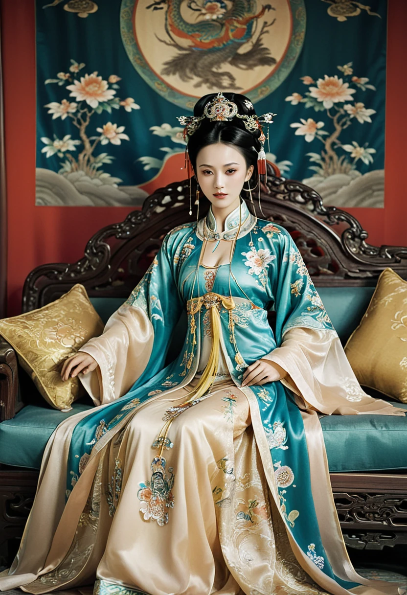 Gorgeous Empress of the Chinese Court during the Qing Dynasty Gorgeous Empress of the Chinese Court on a sofa, nude, large and golden, with her legs on the sofa, wide open, knees bent, in an M pose (pornographic pose), with her hair tied on both sides The background of this perverted and erotic woman wearing a crown and tying her hair is the Chinese court of the Qing Dynasty. The scene is set in the luxurious room of an empress in the Qing Dynasty Chinese court.
Translated with DeepL.com (free version)