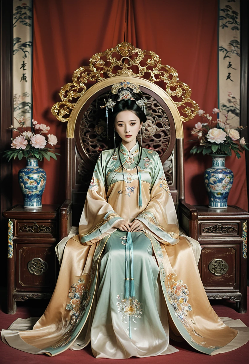 Gorgeous Empress of the Chinese Court during the Qing Dynasty Gorgeous Empress of the Chinese Court on a sofa, nude, large and golden, with her legs on the sofa, wide open, knees bent, in an M pose (pornographic pose), with her hair tied on both sides The background of this perverted and erotic woman wearing a crown and tying her hair is the Chinese court of the Qing Dynasty. The scene is set in the luxurious room of an empress in the Qing Dynasty Chinese court.

Translated with DeepL.com (free version)
