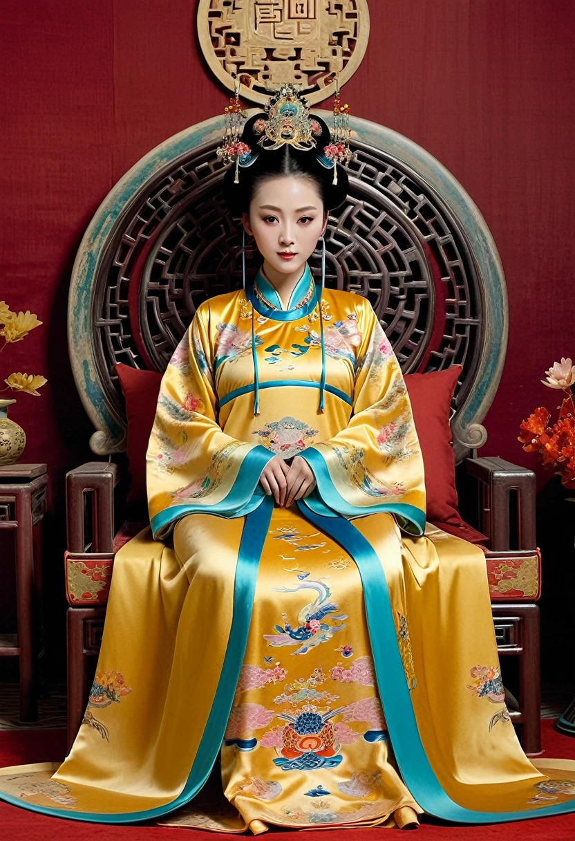 Gorgeous Empress of the Chinese Court during the Qing Dynasty Gorgeous Empress of the Chinese Court on a sofa, nude, large and golden, with her legs on the sofa, wide open, knees bent, in an M pose (pornographic pose), with her hair tied on both sides The background of this perverted and erotic woman wearing a crown and tying her hair is the Chinese court of the Qing Dynasty. The scene is set in the luxurious room of an empress in the Qing Dynasty Chinese court.
Translated with DeepL.com (free version)