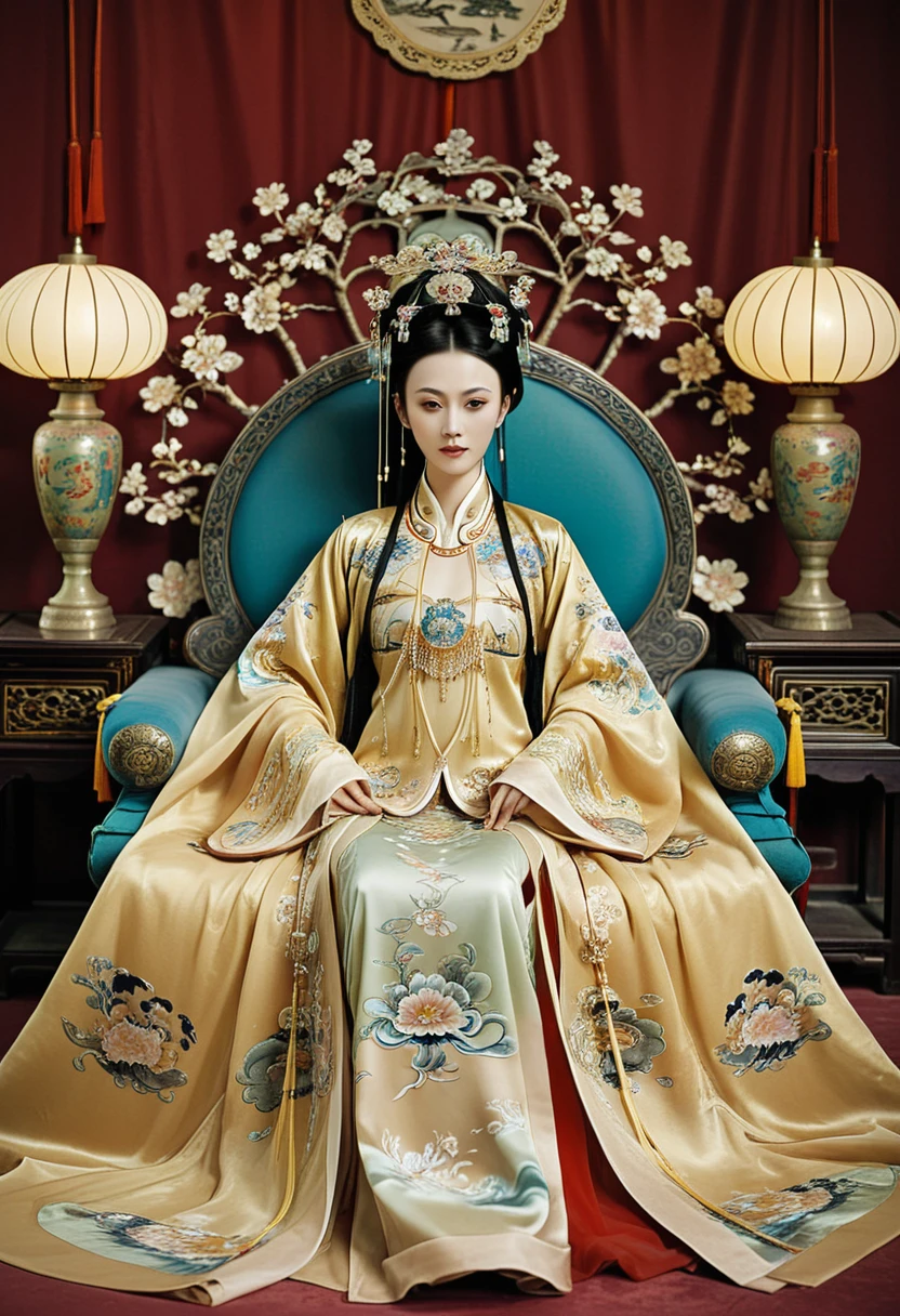 Gorgeous Empress of the Chinese Court during the Qing Dynasty Gorgeous Empress of the Chinese Court on a sofa, nude, large and golden, with her legs on the sofa, wide open, knees bent, in an M pose (pornographic pose), with her hair tied on both sides The background of this perverted and erotic woman wearing a crown and tying her hair is the Chinese court of the Qing Dynasty. The scene is set in the luxurious room of an empress in the Qing Dynasty Chinese court.

Translated with DeepL.com (free version)